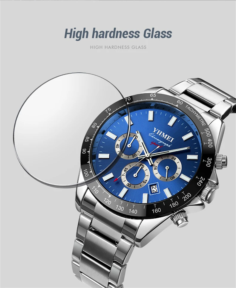 2022 Men's Watch Blue Dial Stainless Steel Band Date Mens Business Male Watches Waterproof Luxuries Men Wrist Watches for Men