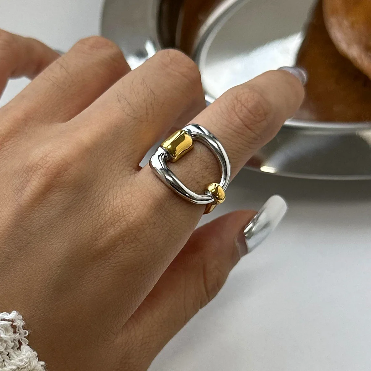 Yori Stainless Steel Personalized Ring 18K PVD Plated Individualistic Jewelry Accessories Gift Metal High Quality Daily 2