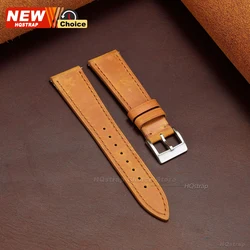 Vintage Leather Quick Release Watchband - Cowhide Strap - 22mm (Light Brown)