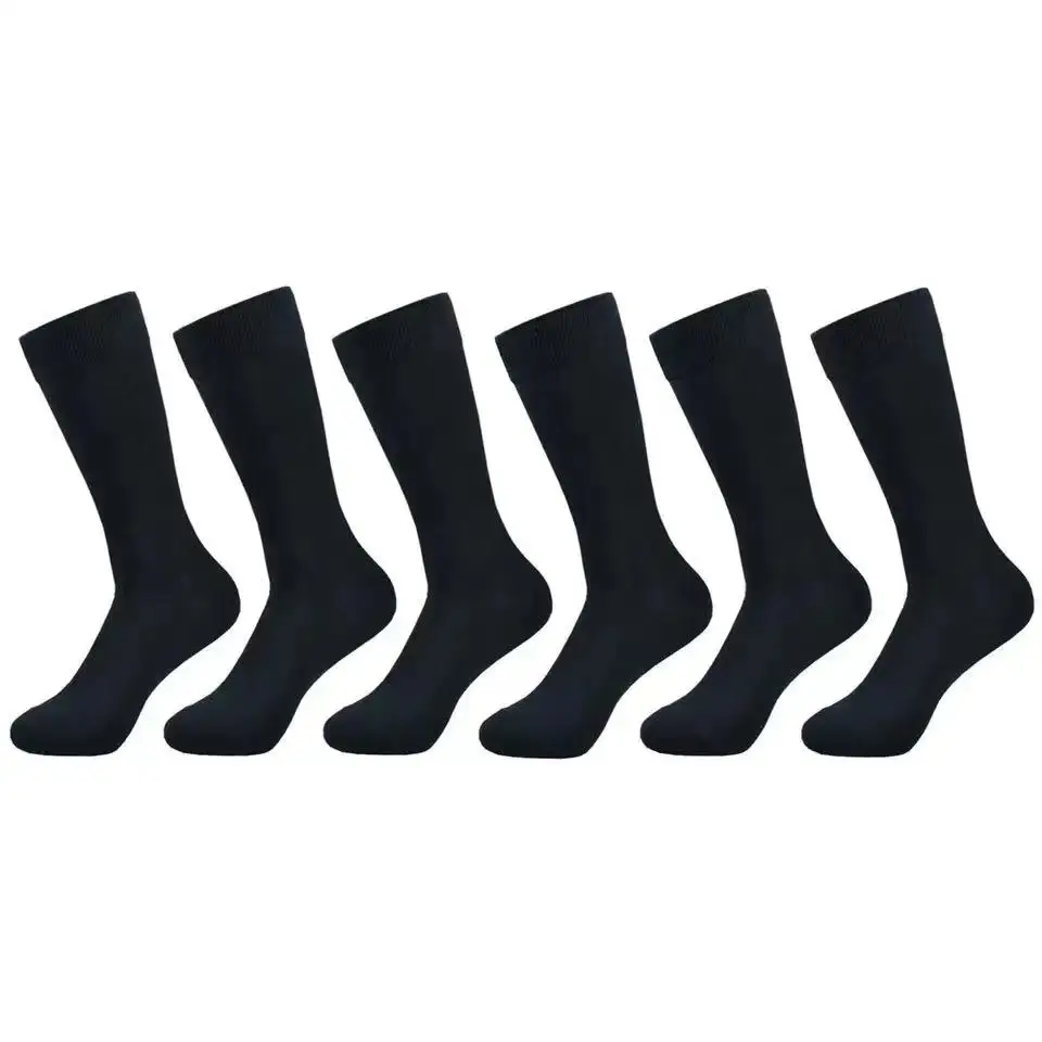 Mens Middle Tube Socks - 6 Pairs Solid Colour Black  White Casual Streetwear