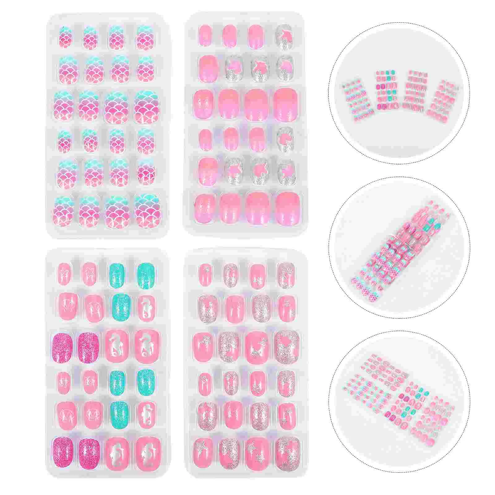 

Cartoon False Nails Fake Tip Stickers Applique Plastic Girls Child DIY Manicure Artificial Nail Tips Nail Art Random Style