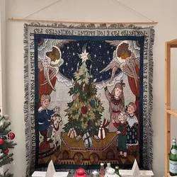Festive Nutcracker Christmas Tree Throw Blanket - Soft & Cozy Holiday Decor Quilt - 130x160cm (Christmas family)
