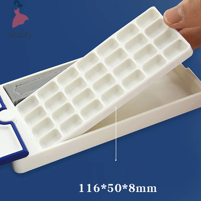 Travel Gouache Oil Plastic Nail Art Palette 360&deg; Rotating Empty Watercolor Palette Nail Art Tray Box 28 Grid For Diy