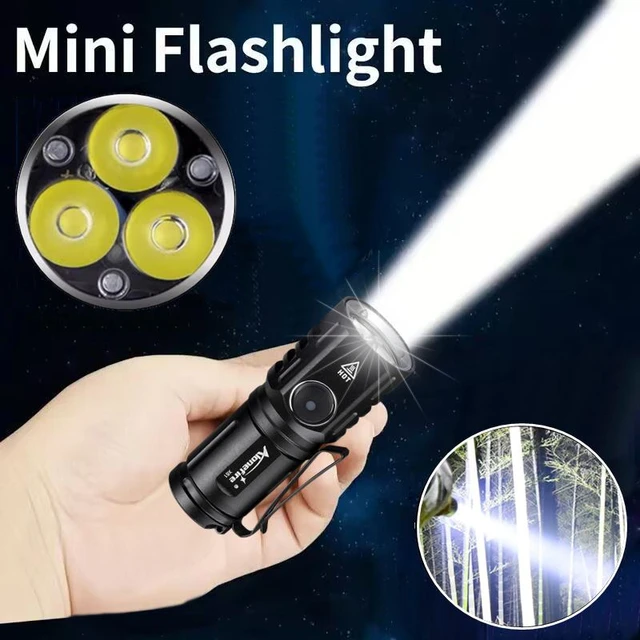 Mini linterna LED EDC potente de 2000LM, portátil, recargable por