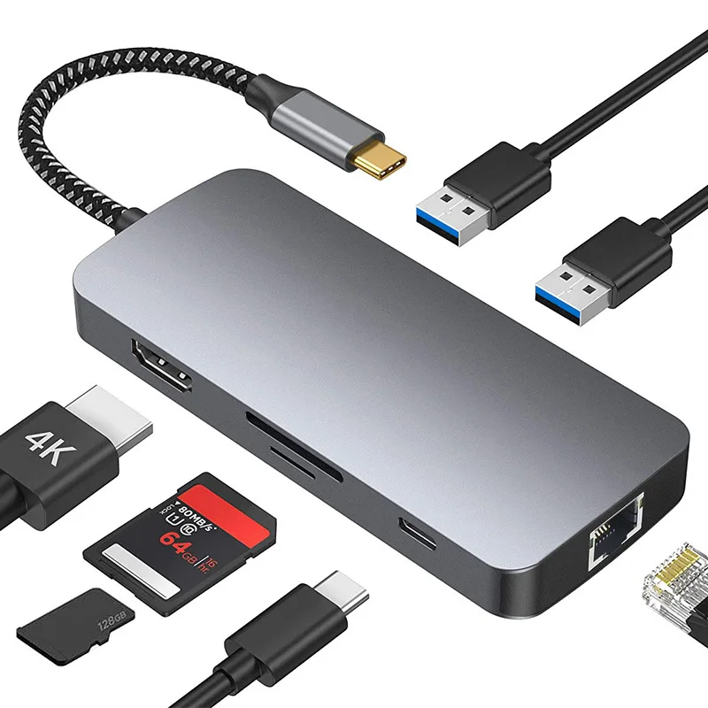 

7 in 1 Type C To 4K HDMI-compatible 2USB 3.0 Charging Adapter USB-C HUB SD Card Reader for Macbook Pro Samsung Huawei P20 P30
