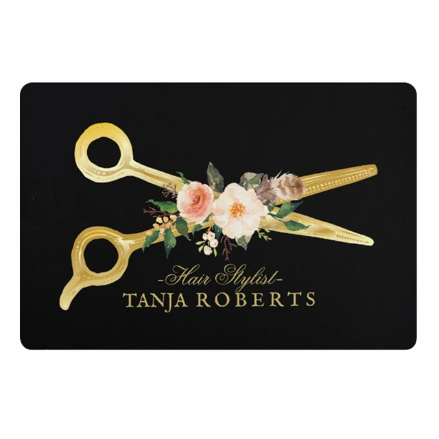 Rose Gold Scissor Pink Glitter Hair Stylist Salon Business Card