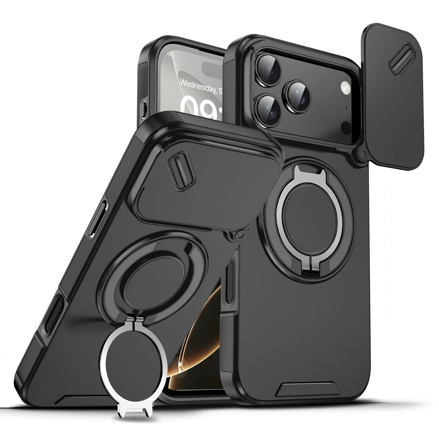 Premium Heavy Duty Armor Magnetic Bracket Case with Slide Camera Protection