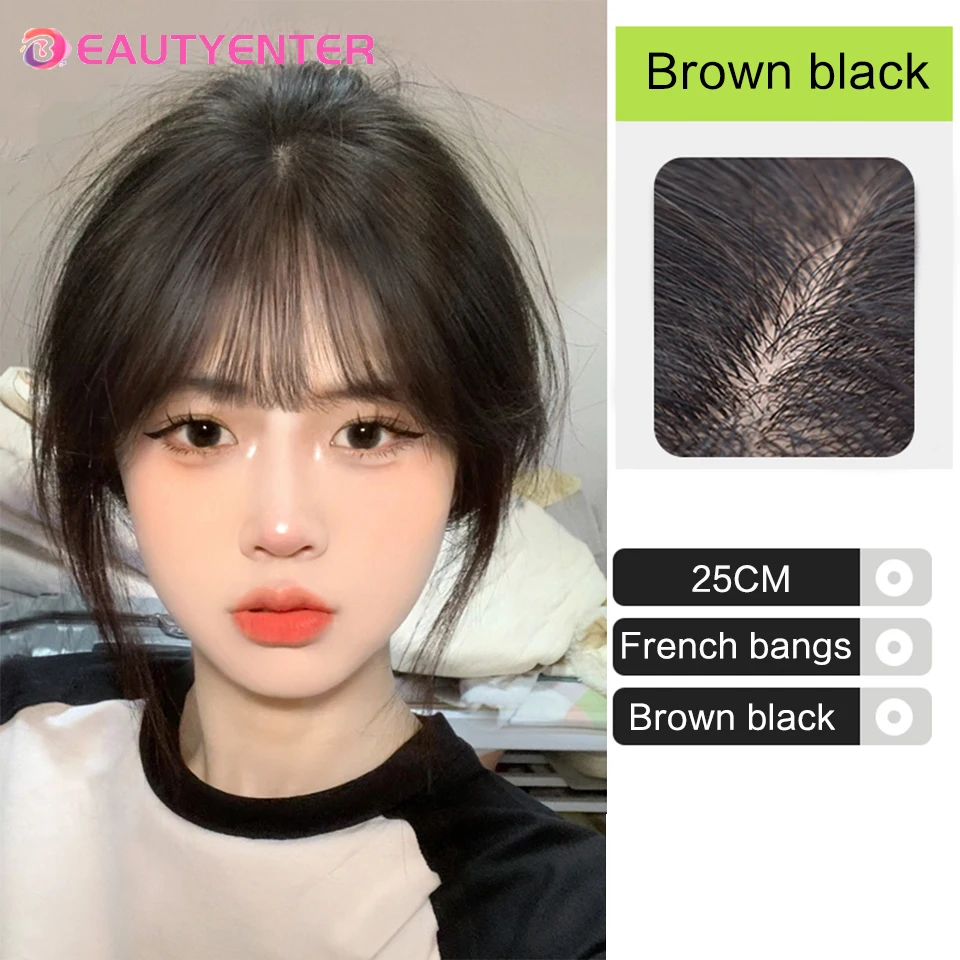 BeautyEnter Synthetic hair Bangs Hair Extension Fake Fringe hair clip on French air bangs HighTemperature wigs