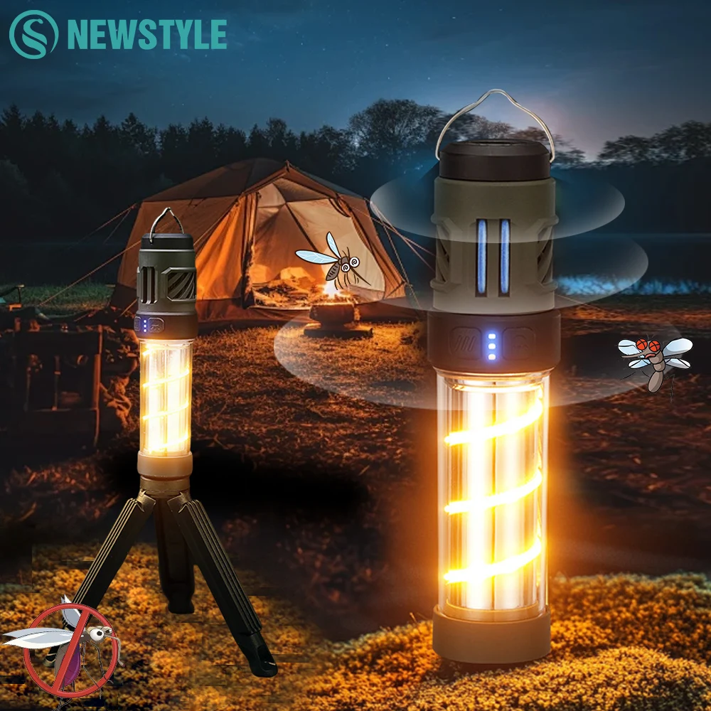 Portable Mosquito Repellent Light Tiny Repel LED Camping Lamp Tent Lantern Flashlight Magnet USB Charging With Triangle Bracket