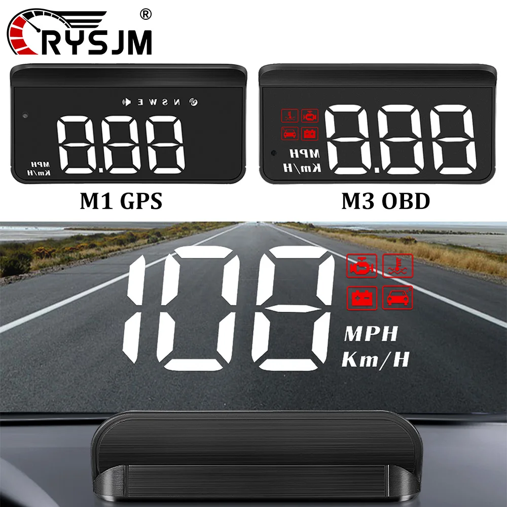 Head Up Display M3 Auto OBD2 M1 GPS Projection Speedometer Alarm Digital Speed Car Accessories Glass HUD