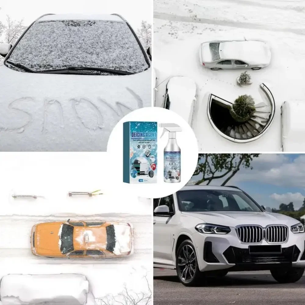60ML Ice Remover Spray Universal Car Snow Melt Spray Deicing Agent Ice Defrosting Antisnow Agent Car Windshield Deicer Defroster