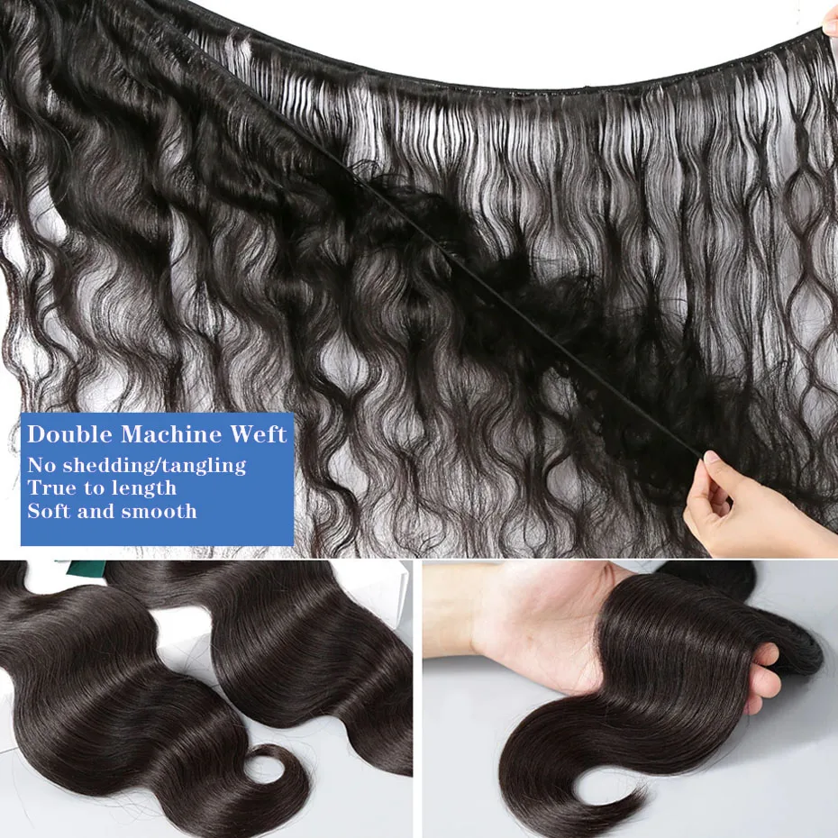 Body Wave Human Hair Bundles With 13x4 Transparent Lace Frontal 3 Bundles With Frontal Extensions Weave Brazilian for Women