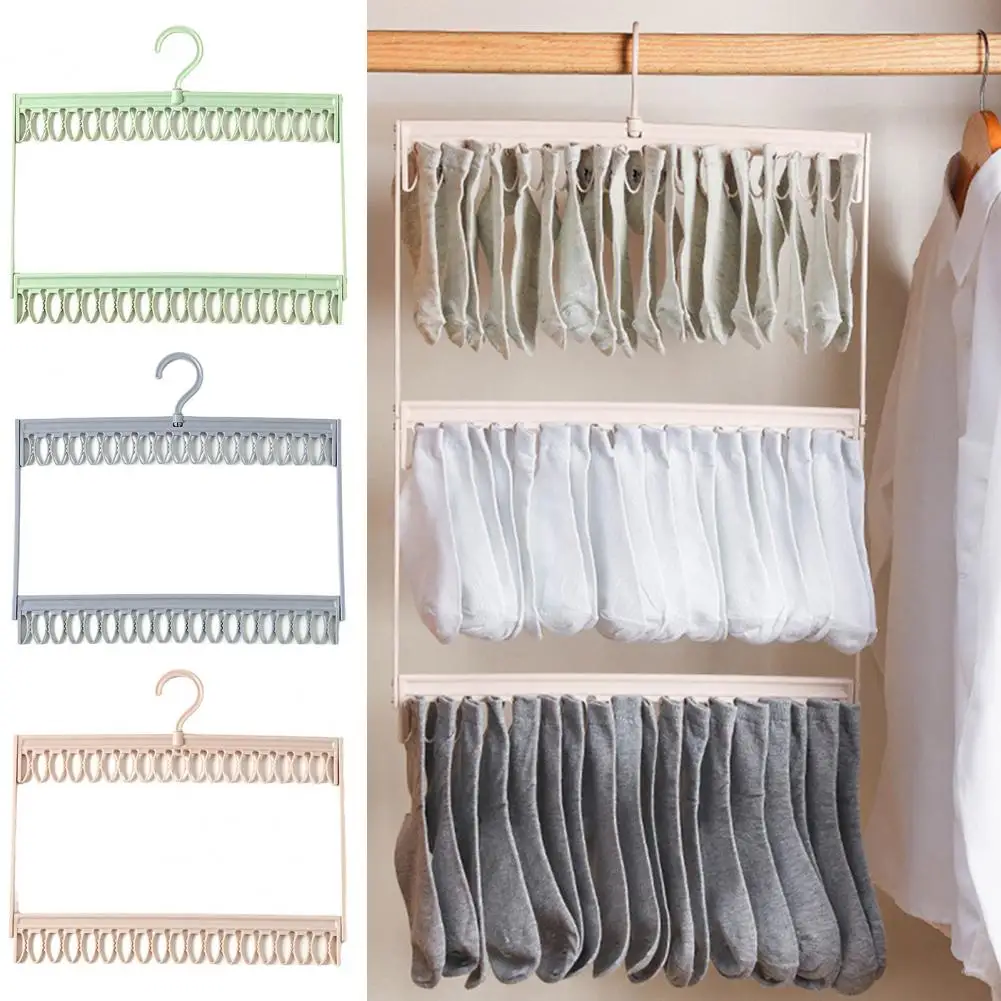 Socks Underwear Drying Rack With Rotatable Hook Strong Load-bearing Windproof Clothes Drying Hanger Rack 3