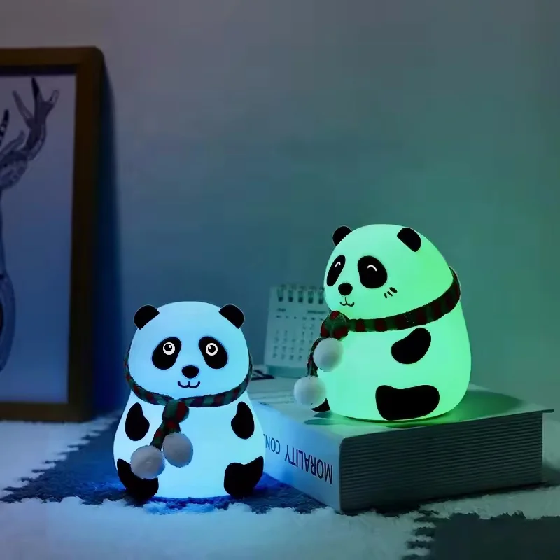 Panda Shape Silicone Night Light Usb Silicone Touch Table Lamp Rechargeable Led Panda Night Light