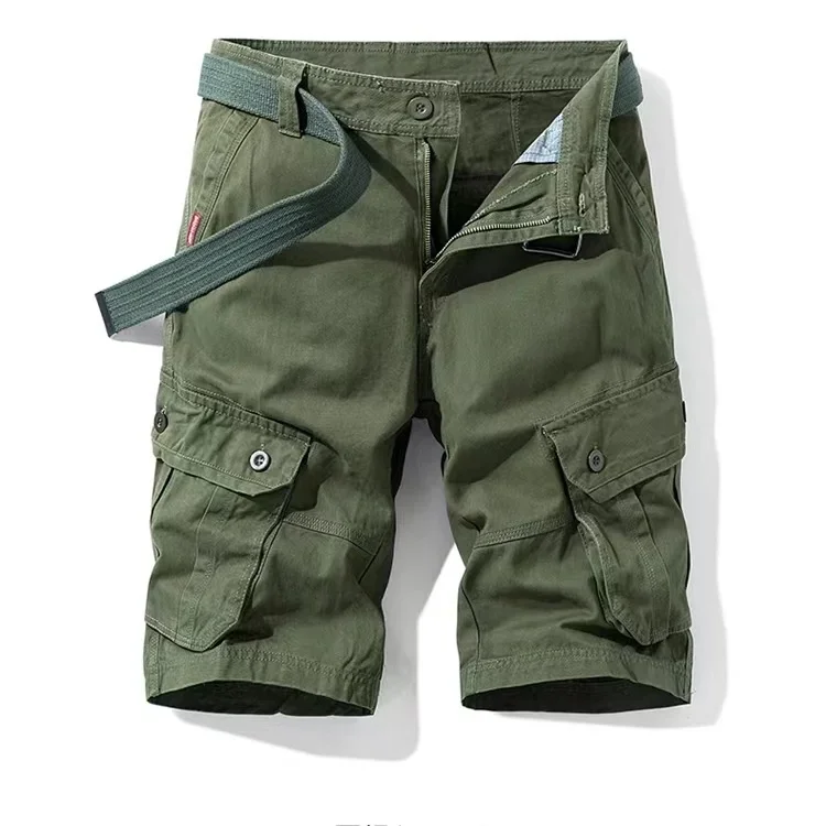 thumbnail image 1 of Pantalones cortos cargo para hombre, pantalones cortos con botones y cremallera para hombre, ropa de trabajo, elegantes pantalones cortos casuales de algodón, nuevos en Harajuku sueltos, 1 of 5