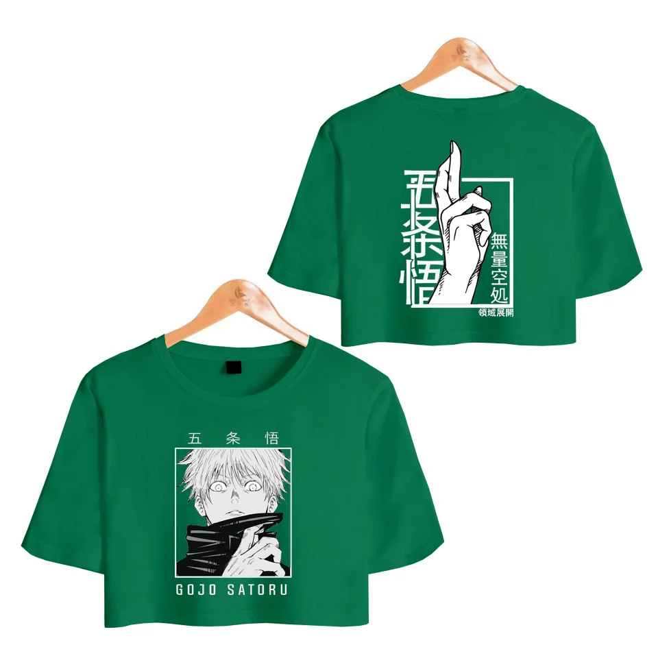 thumbnail image 1 of Camiseta con estampado gráfico de Anime Satoru Gojo para mujer, Camiseta corta para mujer, moda de verano, camiseta Halter para mujer, Tops para mujer, 1 of 5