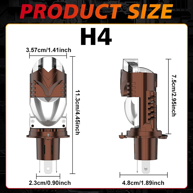 H4 LED 프로젝터 렌즈 헤드라이트 자동차 LED 헤드라이트 캔버스 6000K 6800000LM 6800W 하이/로우 빔 전구(터보 팬 포함) 자동차/오토바이용