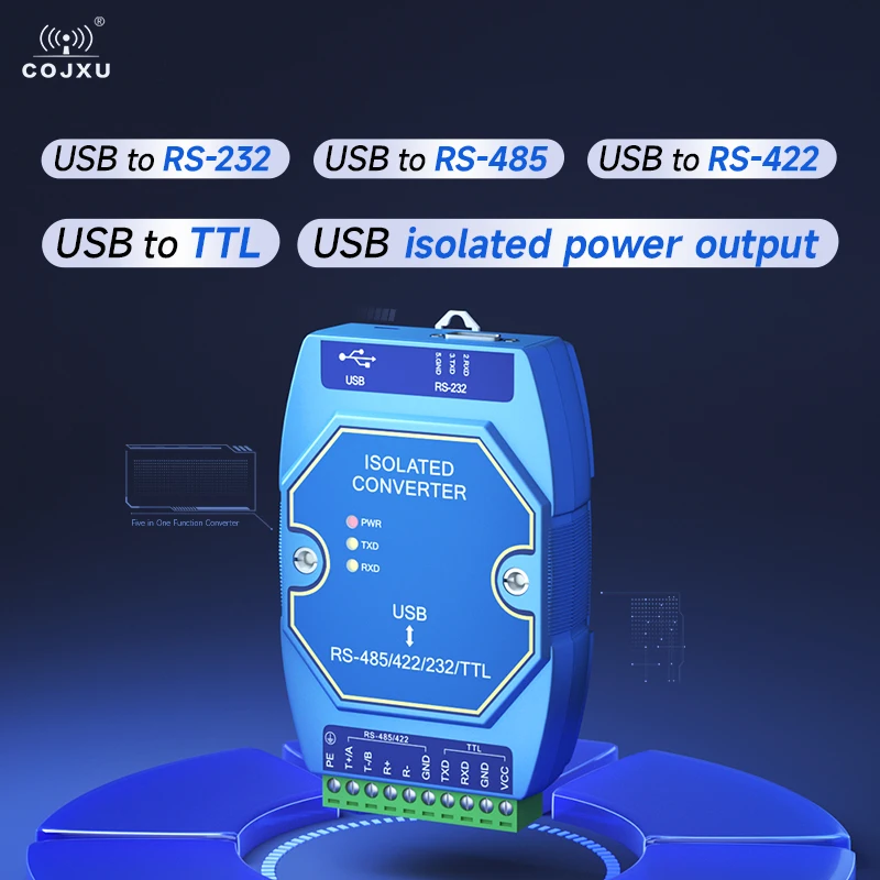 광학 절연 산업용 컨버터, COJXU E810-U15C USB to RS485, RS232, TTL 컨버터, C타입 인터페이스, DC4.5 5.5V, CH340