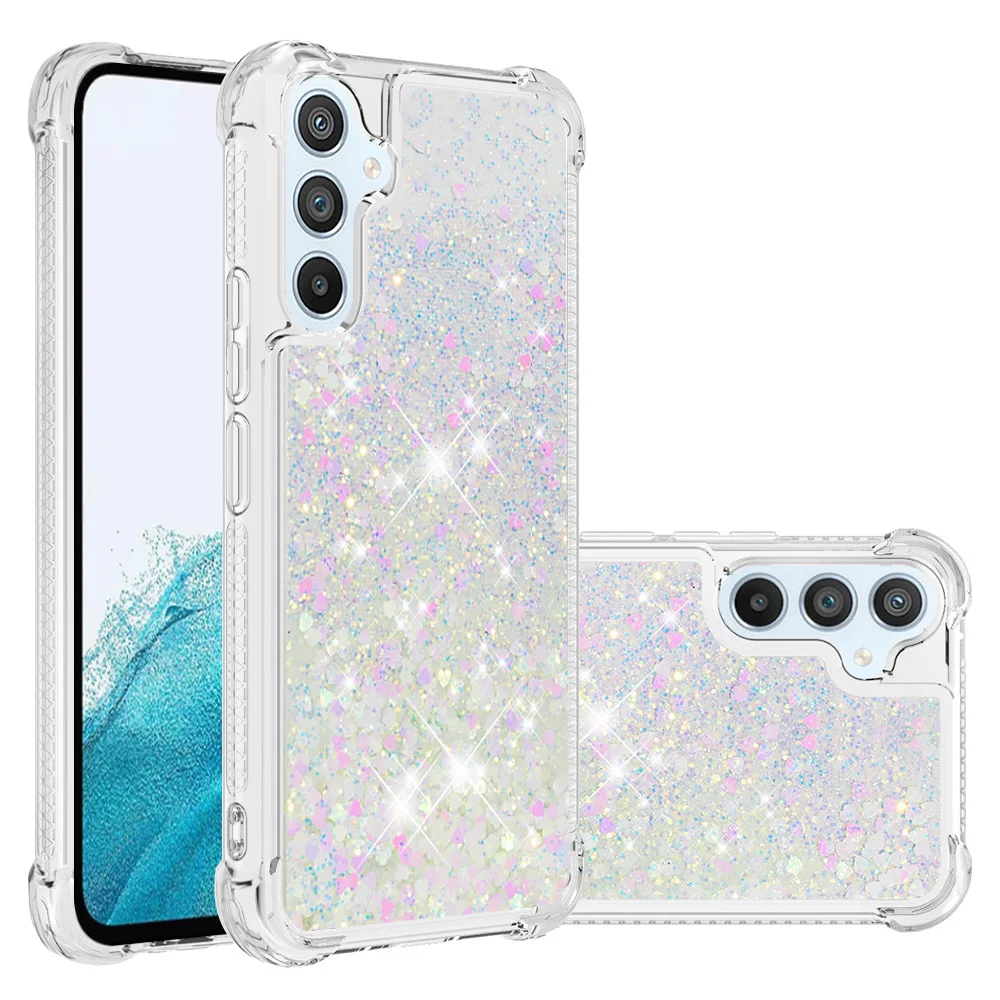 Sparkling Clear Liquid Quicksand Phone Cover with Dynamic Glitter Design