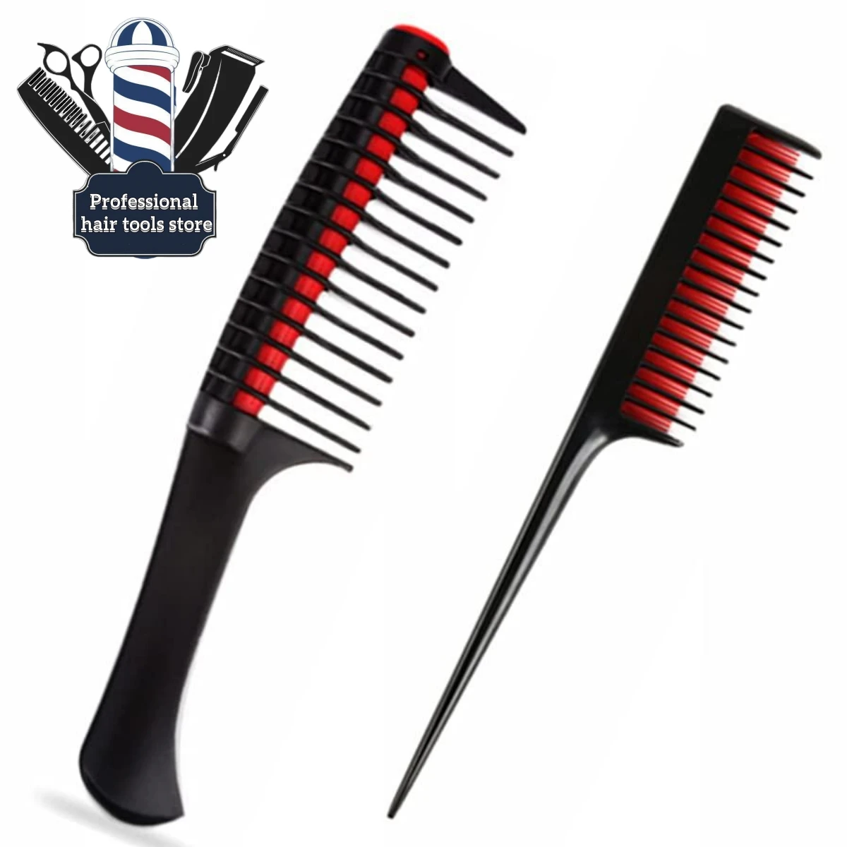 bristle teasing comb bristle back smoothing combs for girls hair modeling supplies for professional or a diy enthusiast for work 2pcs Hair Styling Comb Set Triple Teasing Rat Tail Combs Detangling Comb Professional Barber Haircut Brush Hairdress Supplies