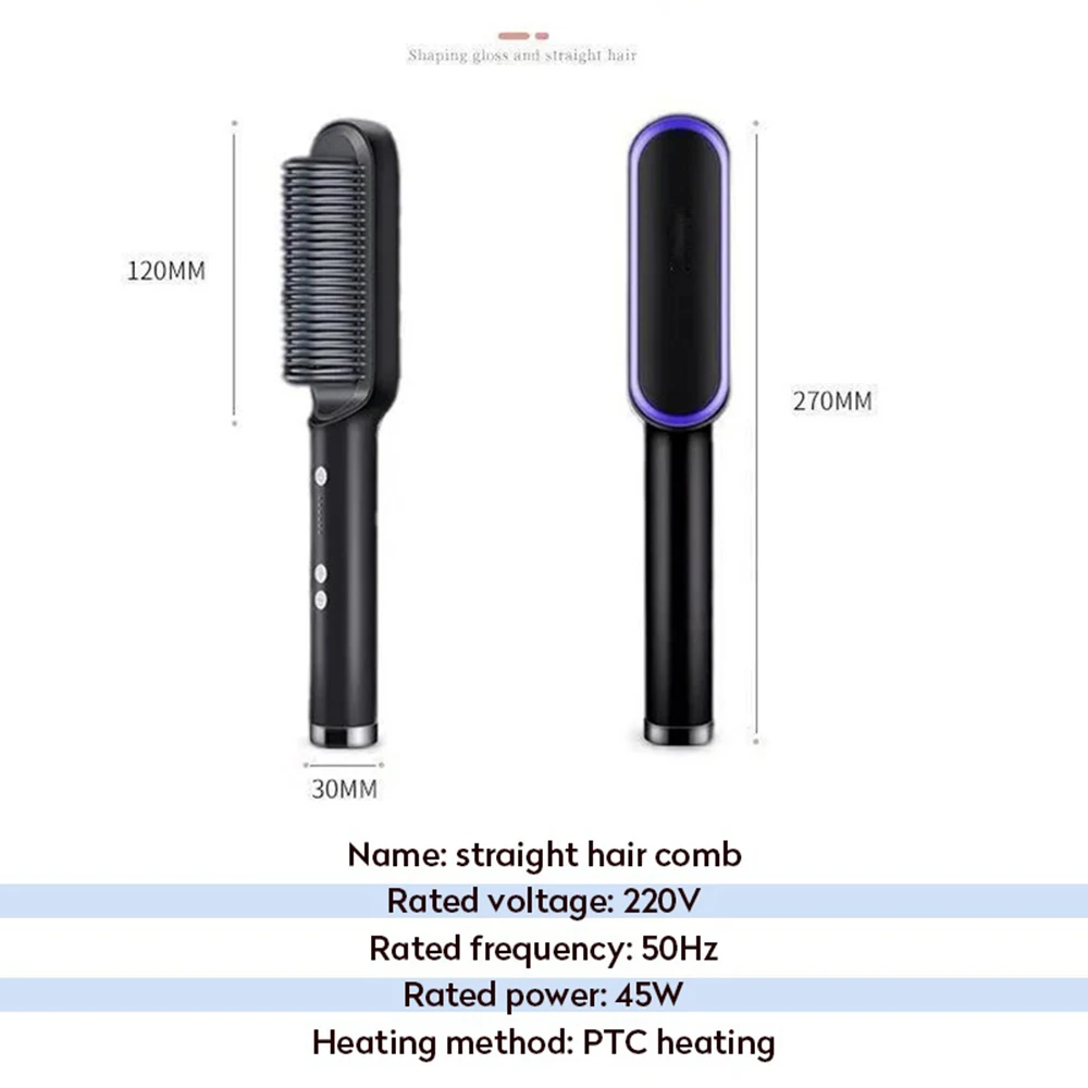 Description Picture 5 of itemProfessional Electric Hair Straightener Brush Negative Ions Do Not Hurt Hair Heating Portable and Convenient Straightening Brush