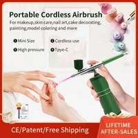 Airbrush Nail With Compressor Kit For Nails Art Paint Cake Crafts Nails Spray Nano Steam Gun Nail Art Tattoo Spray Gun Oxygen 1
