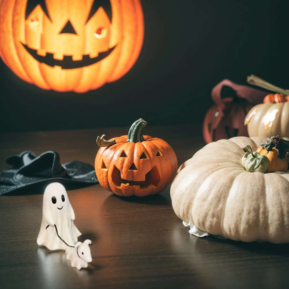 Resin Ghost Walking Dog Statue Halloween Decor