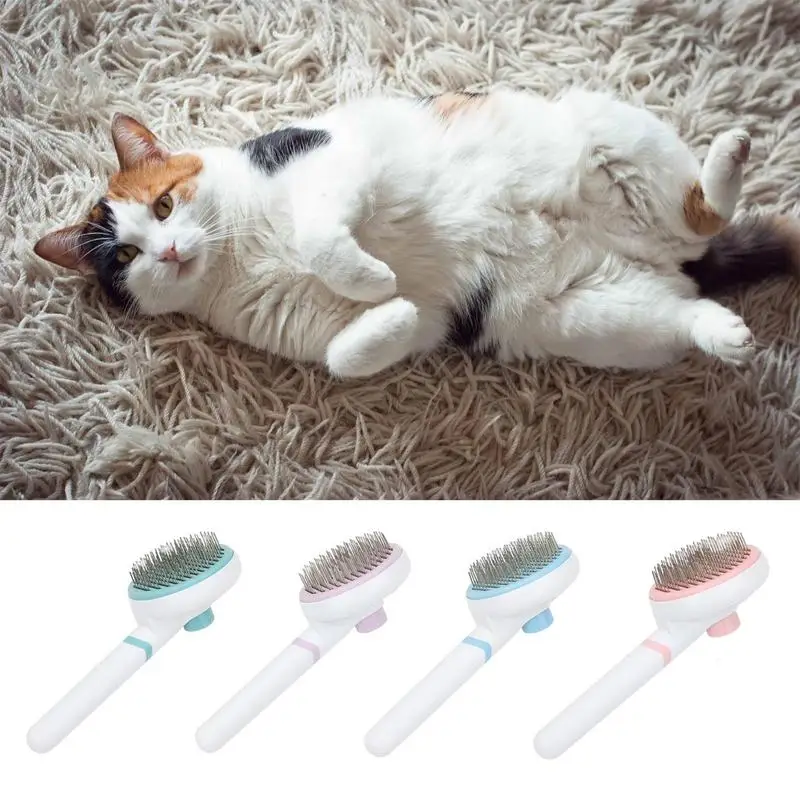 

Pet Hair Remover Brush Cat Grooming Brush With Release Button Dog Deshedding Comb for loose hair Dogs Accessories Pet Supplies