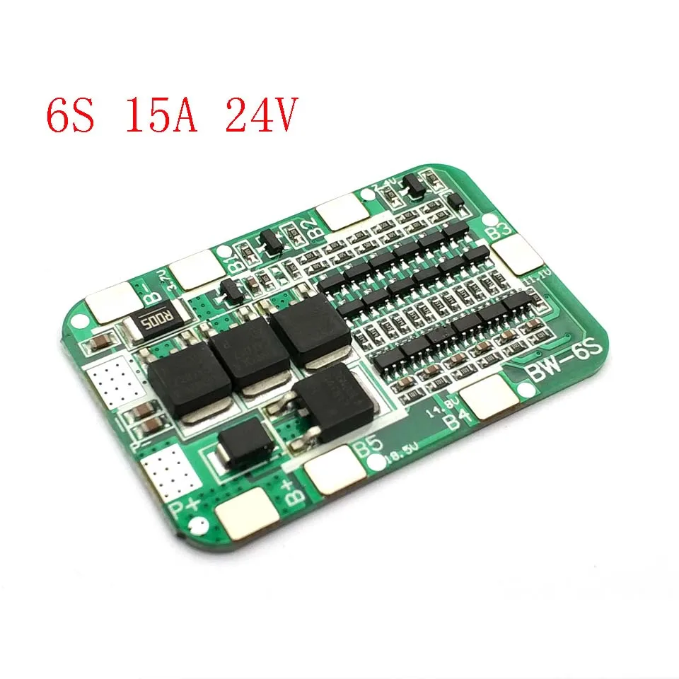 

6S 15A 24V Lithium Protection Board For 6 Pack 18650 PCB BMS Li-ion Battery Cell Module