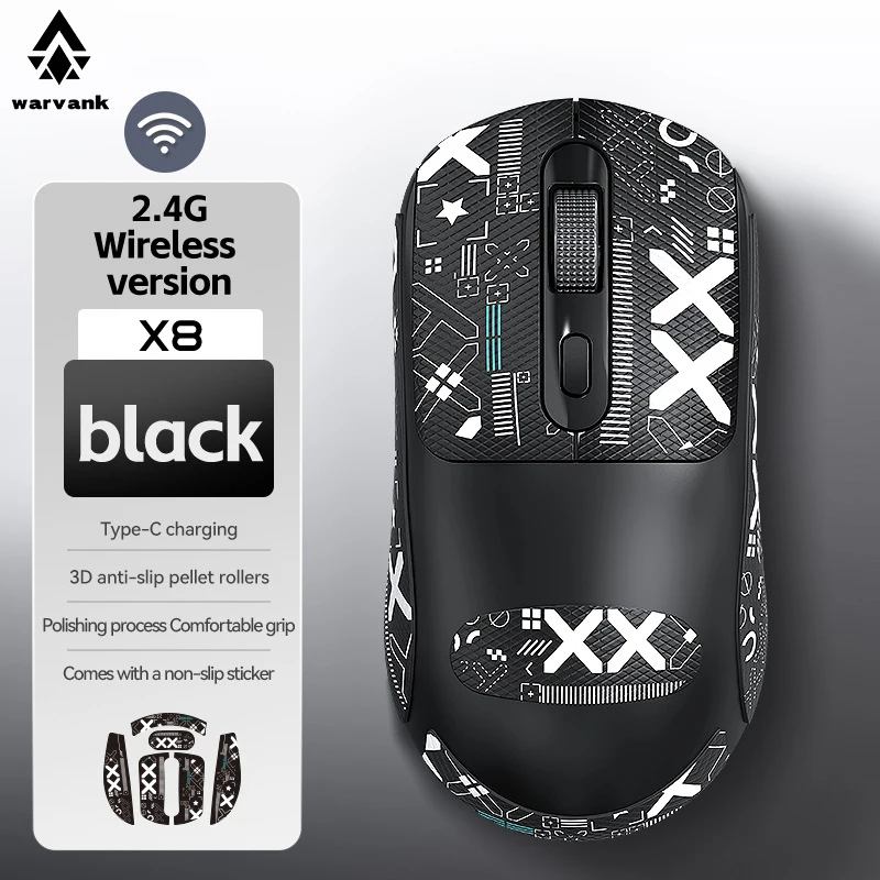 Warvank X8 ワイヤレスゲーミングマウス 500mAh TYPE-C 充電式オフィスマウス ラップトップデスクトップコンピュータに最適