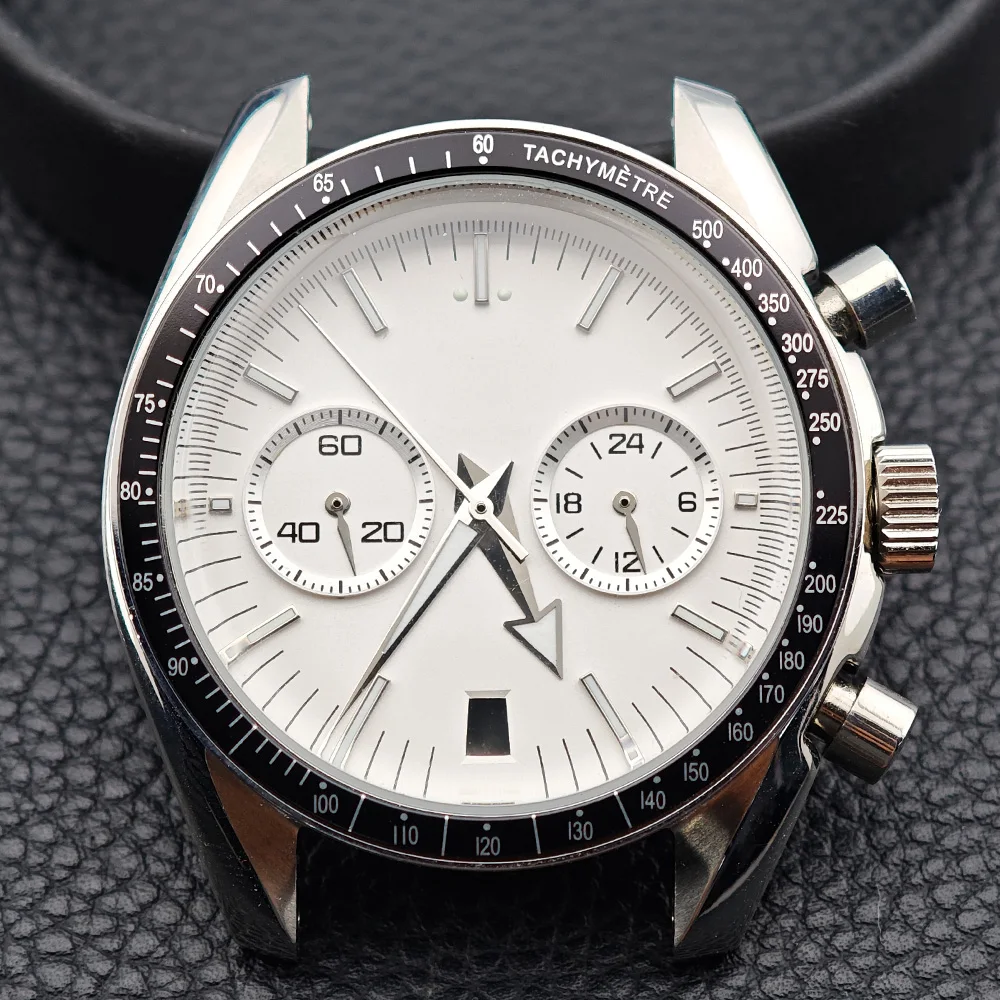 39.7mm Men's watches metal Silver/Black case FIT VK63/64 movement case watch accessories watch parts Fits VK64 Dial Watch Box