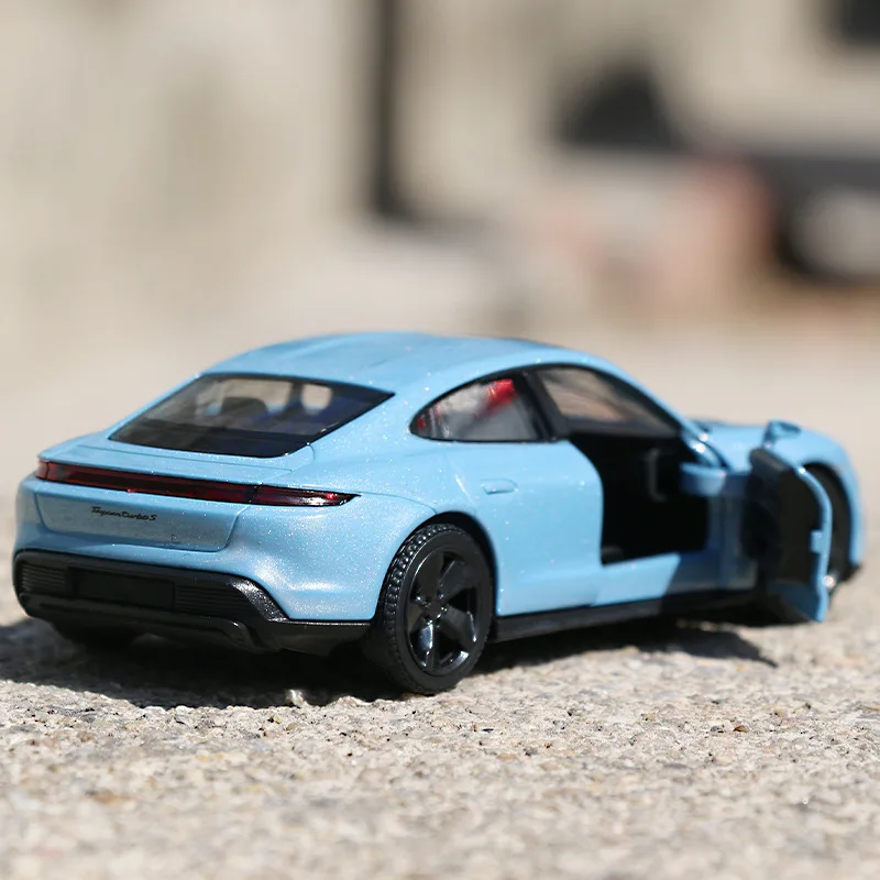 1/36 Porsche Taycan Toy Car Model For Children RMZ CiTY Diecast Super Sport Miniature Pull Back Collection Gift For Kid Boy 4