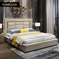 Lit double en cuir de style moderne minimaliste, chambre principale, entrée haut de gamme, rouge, style lux, sportm 5