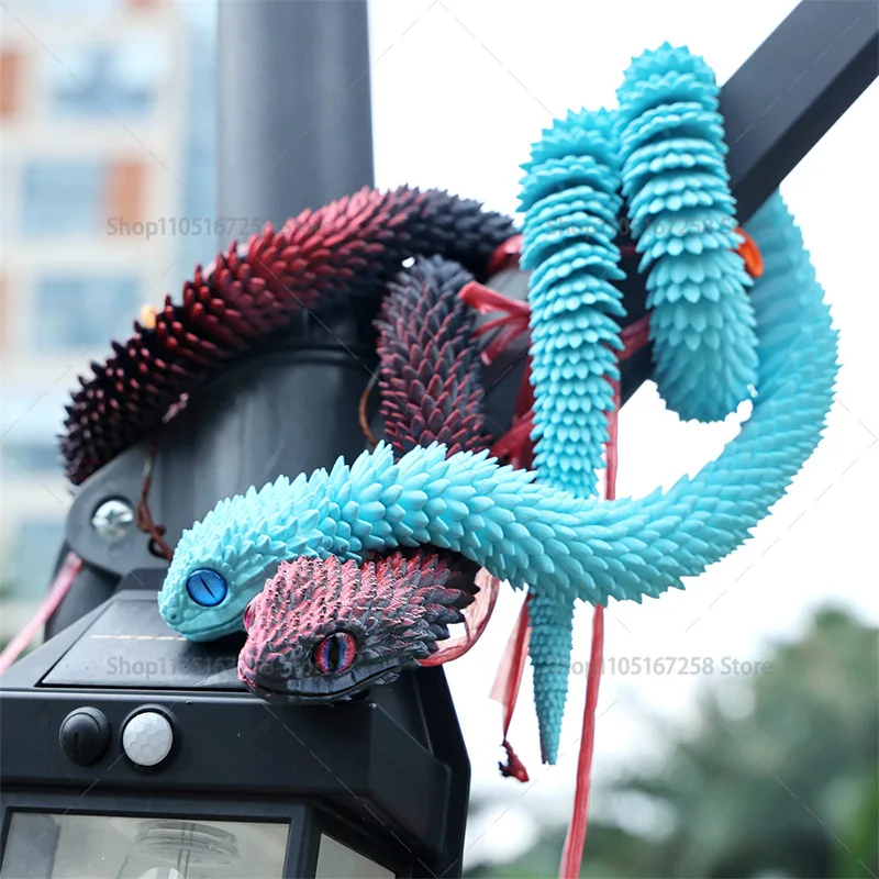 60cm 3D Printed Luminous Snake Movable Joint Simulation Snake Action Figures Home Office Desktop Ornament Birthday Gifts 6