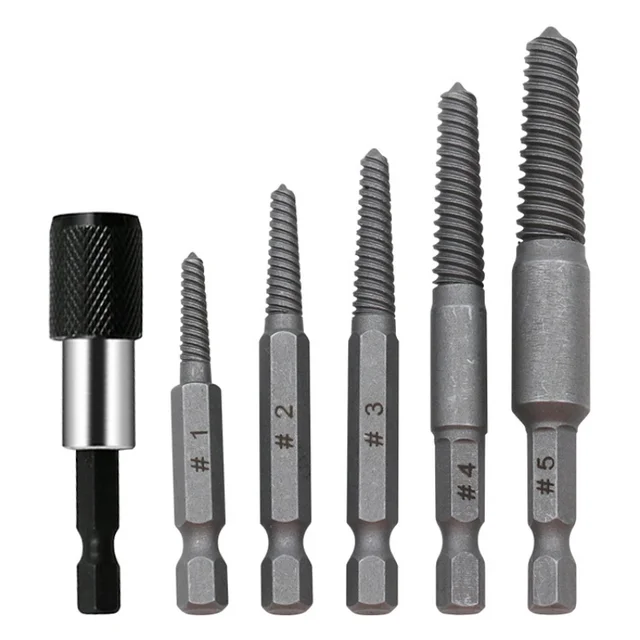 

5 Pack Screw Extractor Center Bit Guide for Broken Bolt Puller Hex Handle and 1 Wrench for Broken Hand Tools