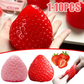 High Quality Soft Relief Toy Sweet Strawberry Silicone in Funny Fruit Shape Top Knead Rotten Educational TPR Taba Squishy Toys
