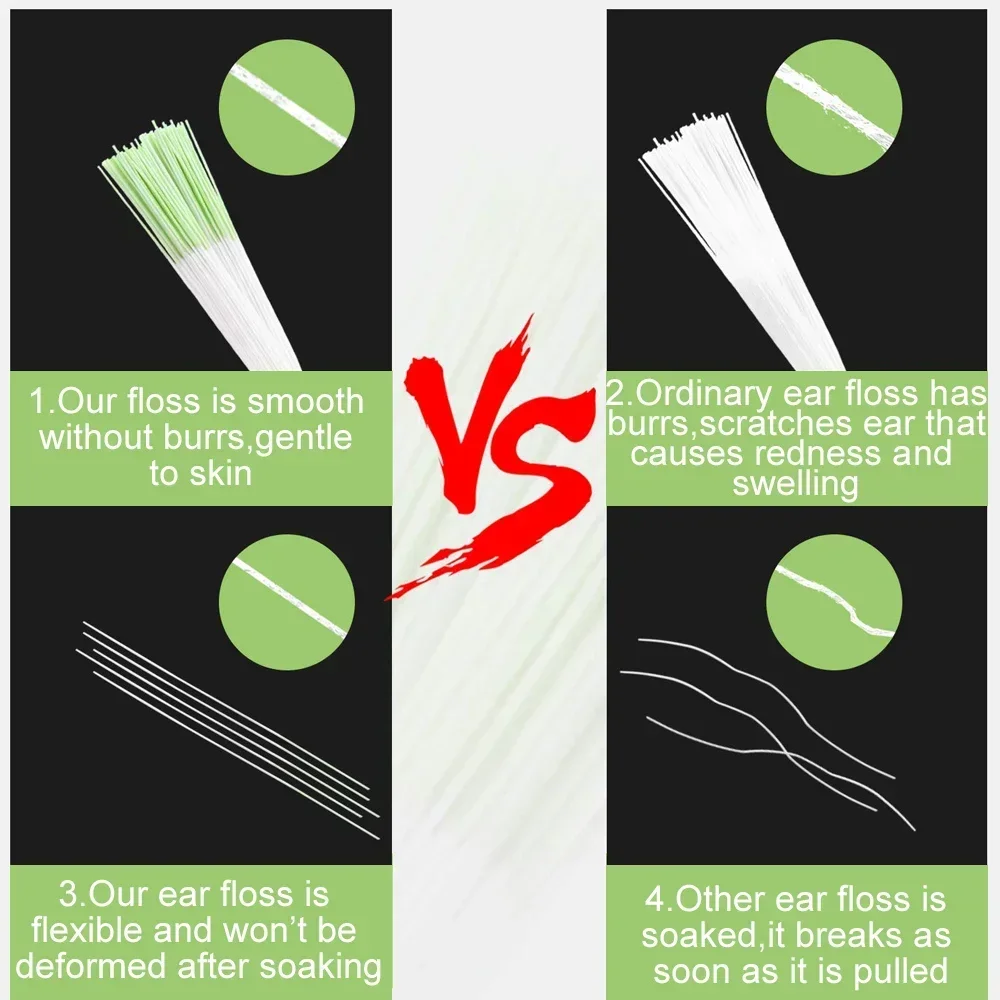 Pierced Ear Cleaning Disposable Piercing Hole Cleaner Line Floss Dirt Remove Anti-Blocking Ear Line Makeup Aftercare Tools 60cs ear hole cleaner