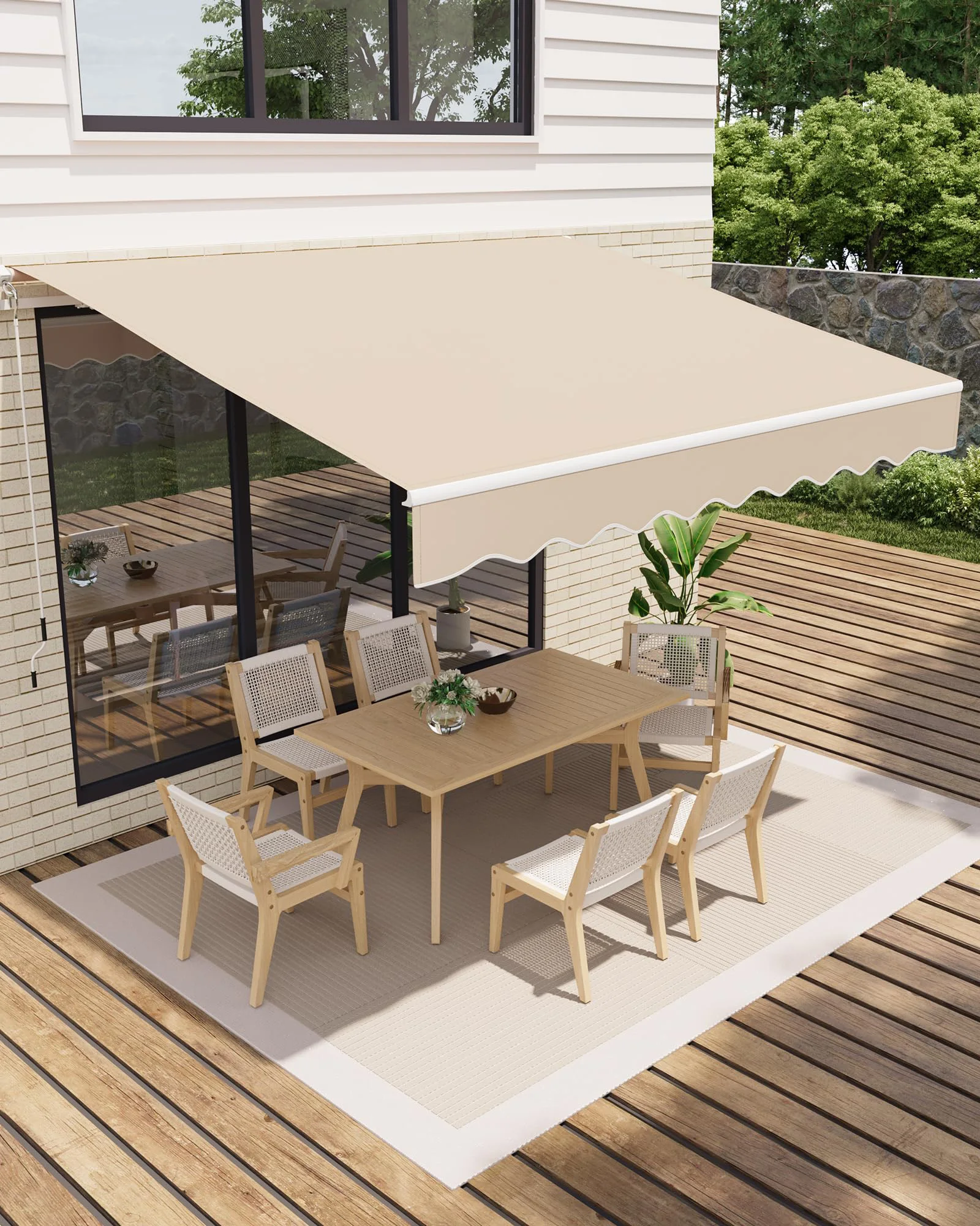 Manuell Einziehbare Terrassenmarkise, Aluminiumrahmen Wasserdichter UV-Sonnenschutz Baldachin für Terrasse Garten Balkon Outdoor-Essgruppe – Detail 9