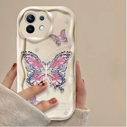 Glitter Metal Butterfly Soft Phone Case - POCO M5S (White)