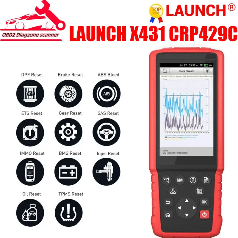 

LAUNCH X431 CRP429C OBD2 Scanner Car OBD OBD2 Diagnostic Tool Full System 15 Reset Service OBD II Code Reader pk CRP123E CRP129E