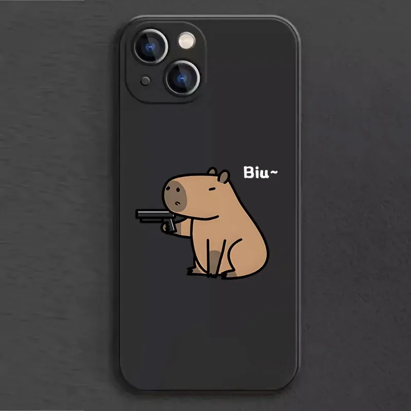 Whimsical Cartoon Capybara Couple Shockproof Phone Case - Soft & Durable Cover