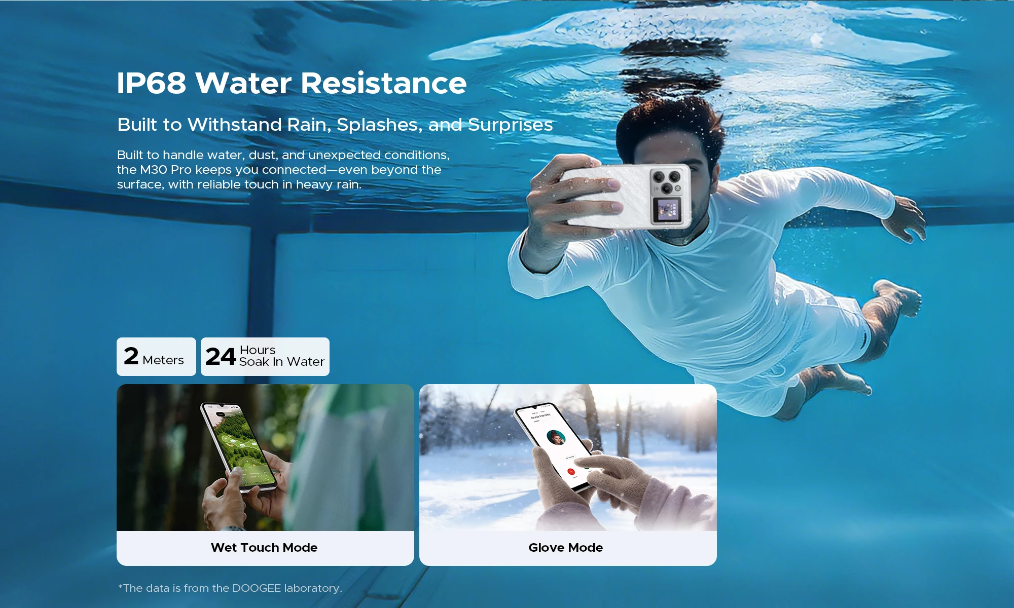 DOOGEE M30 Pro Smartphone 6.88" IP68 Waterproof Android 16 8000mAh Battery 1.3inch Rear Display 64GB(8+56) 256GB NFC Google Pay