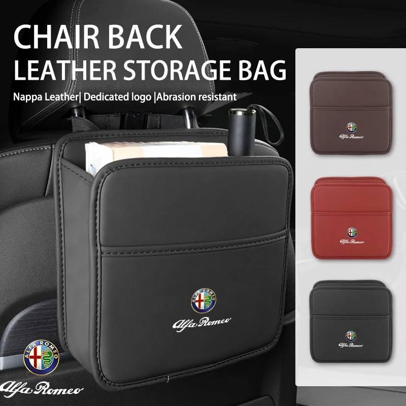 Sedia Da Auto Schienale Scatola Portaoggetti In Pelle Tazza D'Acqua Porta Fazzoletti Per Alfa Romeo Gt Stelvio F1 Brera Volante Tonale Gloria Disco