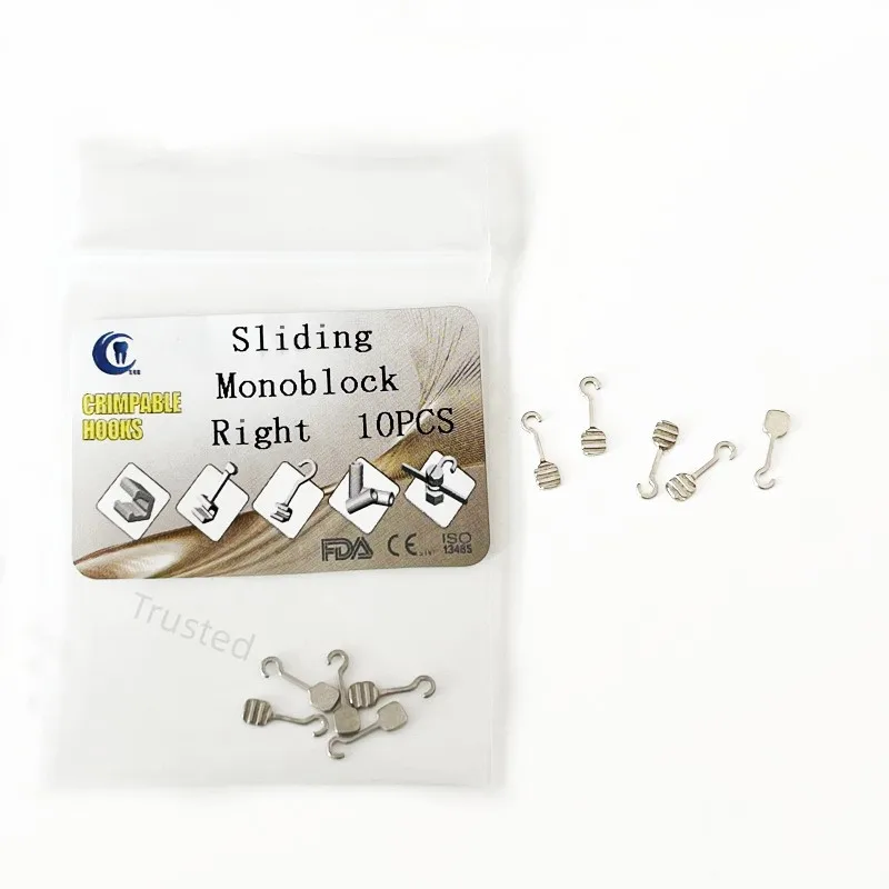 

10pcs Dental Orthodontics Crimpable Hooks Silding Monoblock Right/Left Medical Products