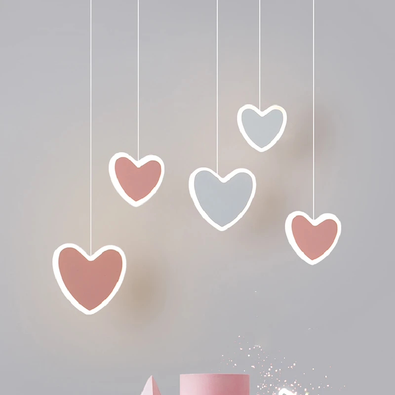 

Modern Pendant Lamp Led Children Bedroom Bedside Hanging Lights Decor Lighting Pink 's Room Romantic Living Room Background Bar