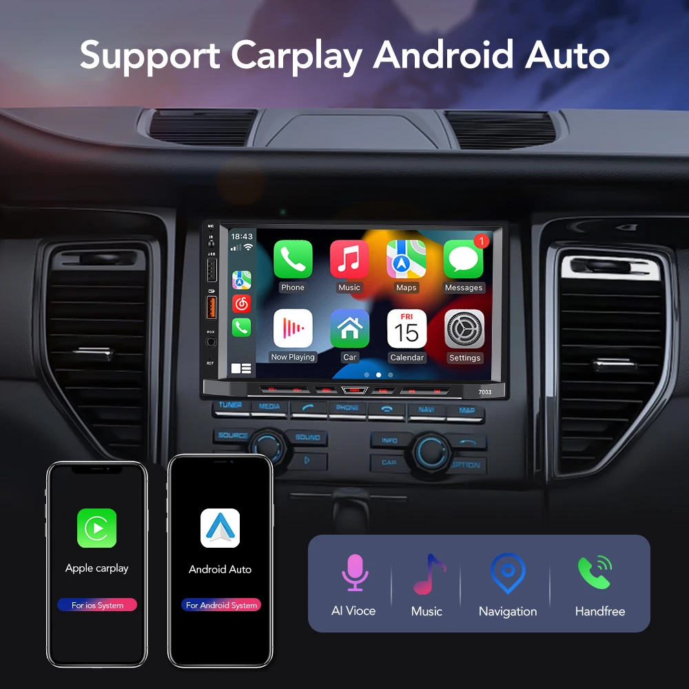 Car Radio 2 Din Android 11 Carplay Android Auto Car Stereo Multimedia Player Universal 7 Inch GPS Bluetooth RDS For VW Nissan 3 Car Radio 2 Din Android 11 Carplay Android Auto Car Stereo Multimedia Player Universal 7 Inch GPS Bluetooth RDS For VW Nissan - Image 3