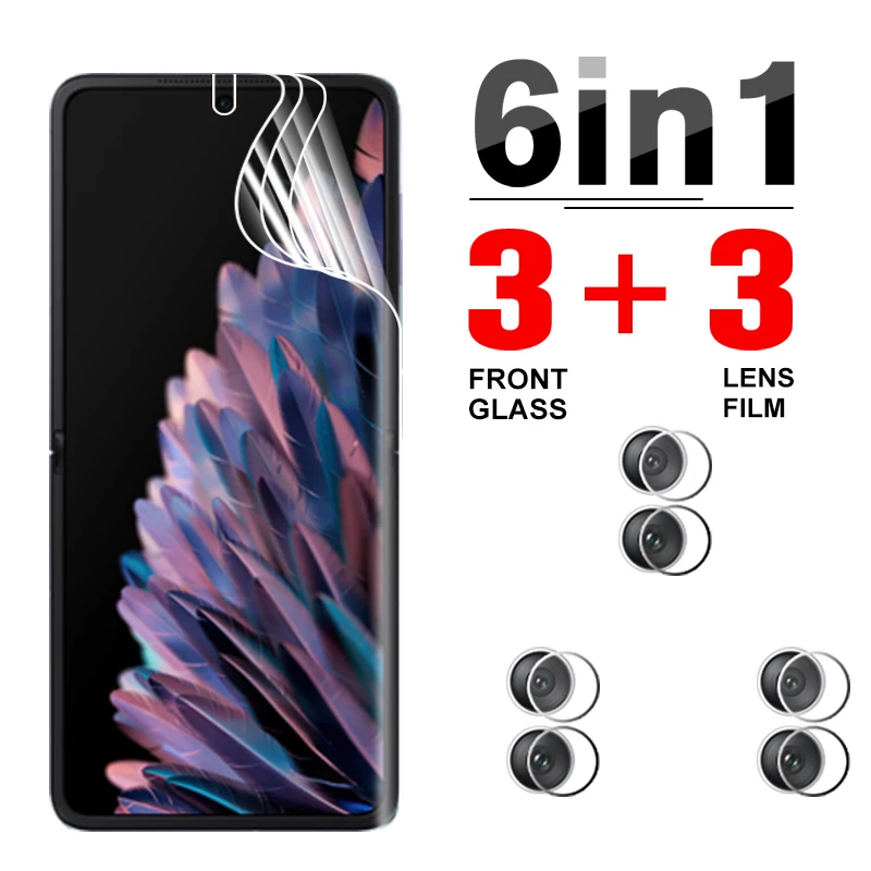 6 In1 Hydrogel Soft Film Per Oppo Find N2 Flip Camera Lens Screen Protector Oppo Find N2 Flip N2Flip 6.8 ''Pellicola Protettiva Cph2437