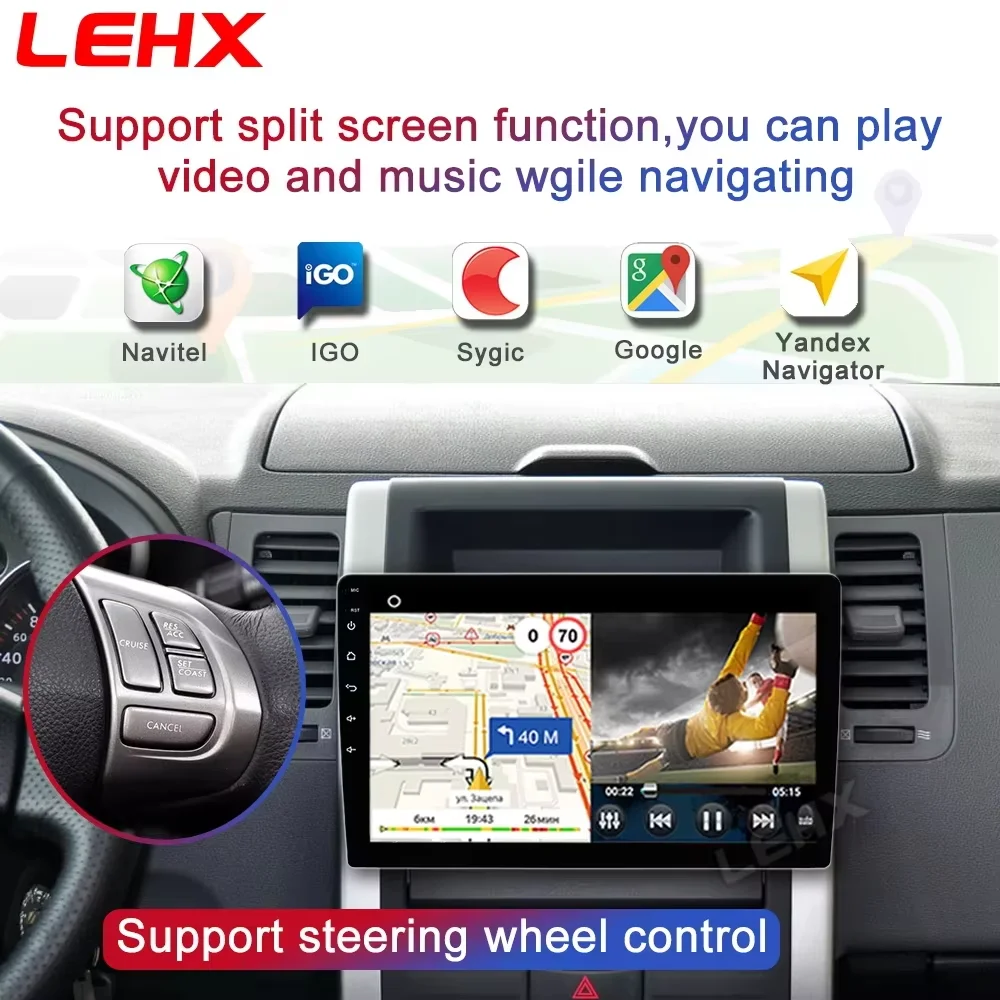 LEHX Universal 7/9/10 pulgadas inalámbrico Carplay 2din Android 15 Radio de coche reproductor de vídeo Multimedia AutoRadio navegación GPS 4G WiFi 5