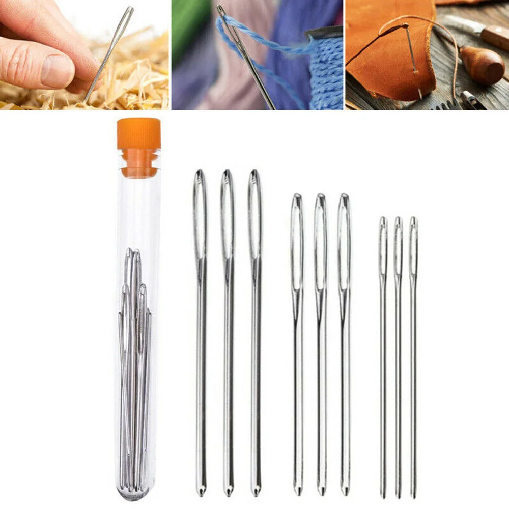 Handmade Stainless Steel Stitch Darning Stitchery Leather Embroidery Tool Knitting Needle Sewing Accessories Sewing