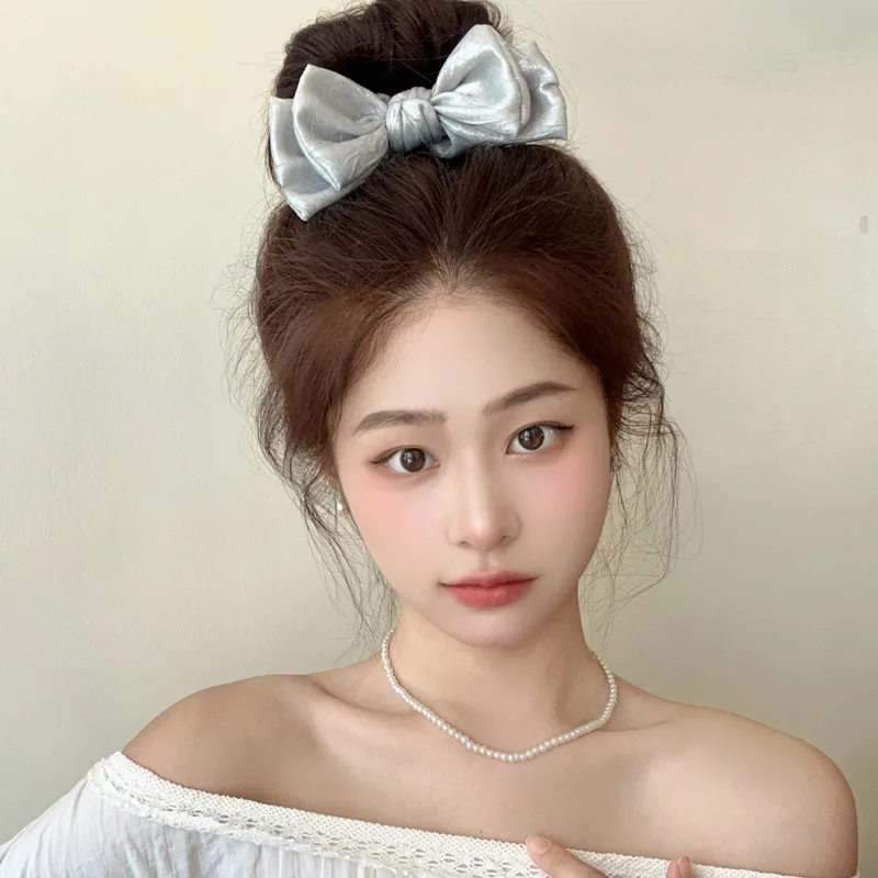 Children's Hairpin Silver Ball Head Artifact Grab Clip Girls Bow Kids Headwear Baby Girl Hair Accessories